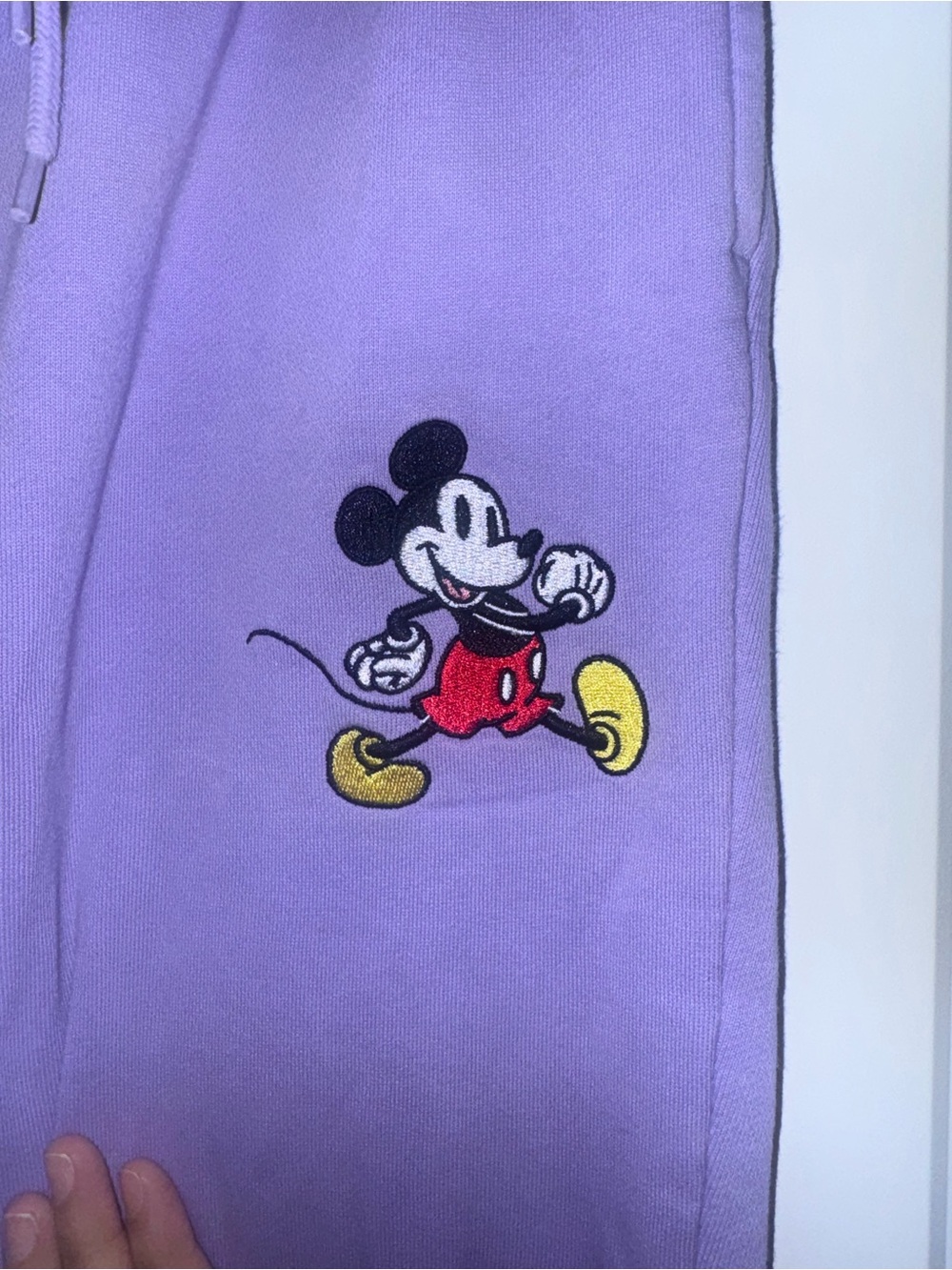 Disney Lavender Sweatpants with Embroidered Mickey S